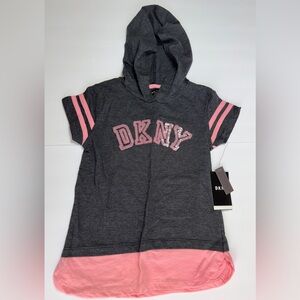 DKNY Kids Gray and Pink Hooded Tee